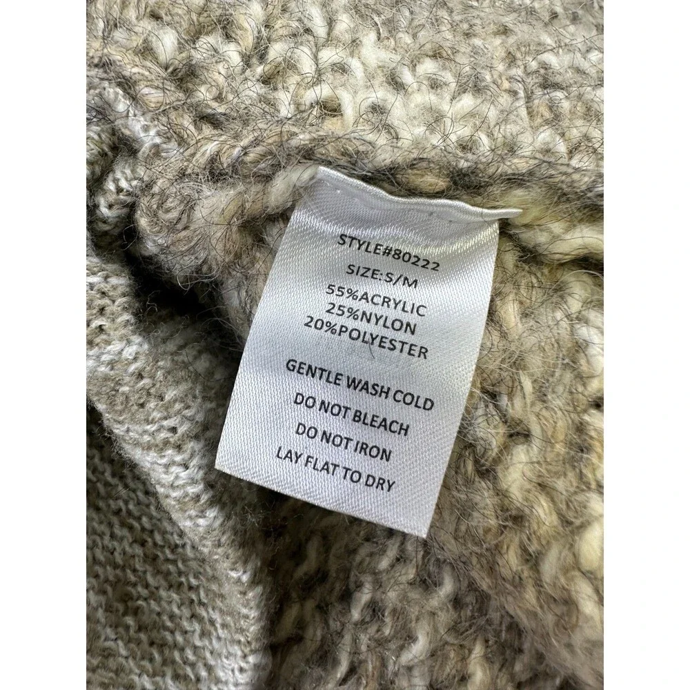 Grade And Gather Checkered Sweater Cardigan Open Chunky Heavy Knit Small Medium - Picture 12 of 16